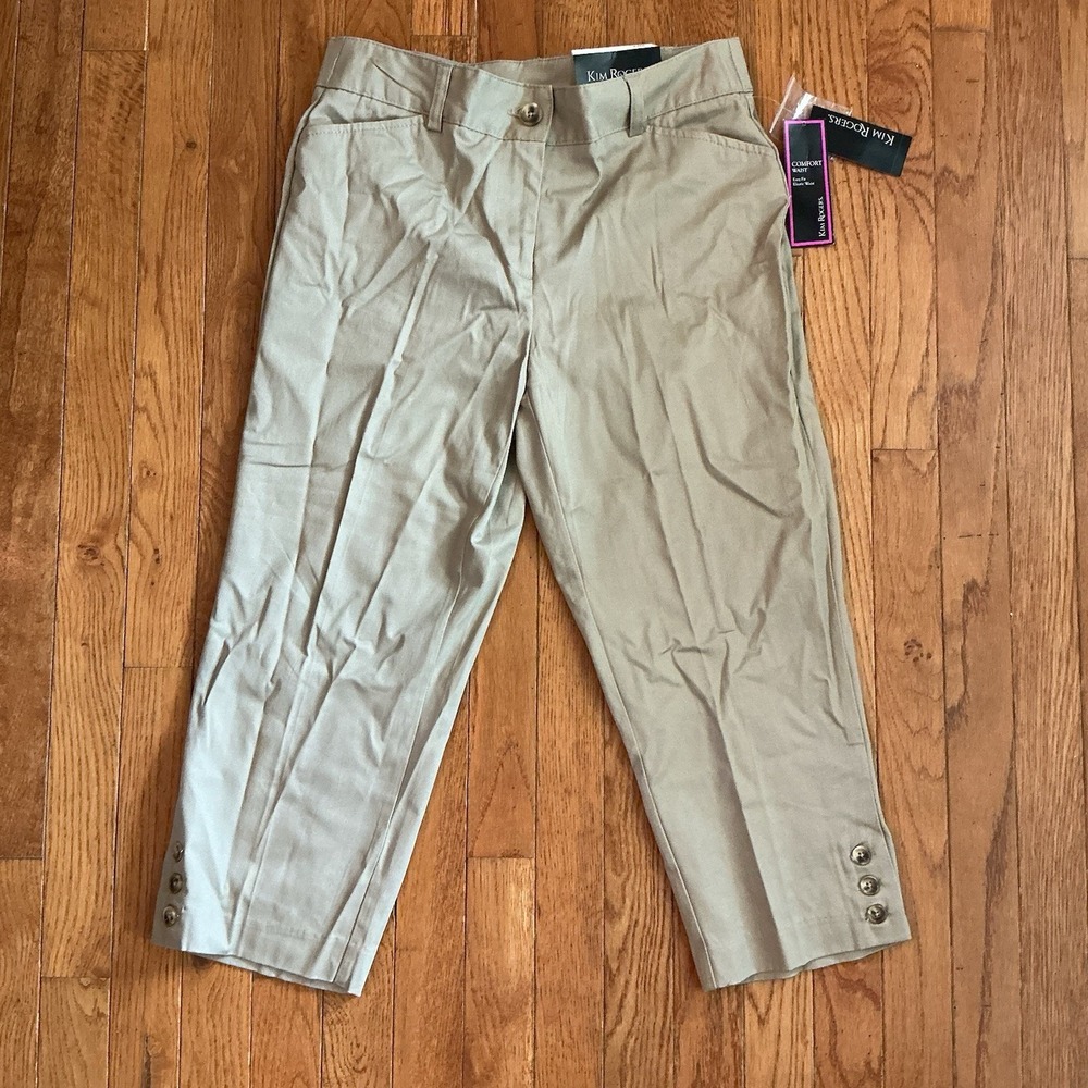 Kim Rogers Capri Pants Womens 8 Tan Beige Pull-On Tummy Control Stretch NWT